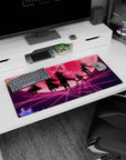 Modern 32x16 inches mouse pad with Akame delivering a lethal blow, featuring deep shadows and steel glare for dramatic intensity.