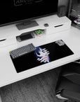 28x12 inches anime girl mouse pad showing a shy girl peeking out as pale hands reach in with soft red glow.