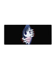 28x12 inches anime girl mouse pad with shy girl in dark frame and ghostly white hands, crisp print.