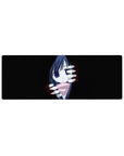 32x12 inches anime girl mouse pad with shy girl peeking from black, ghostly white hands, pink scarf.