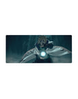 28x12 inches anime mouse pad with Minato Namikaze, teal mist backdrop and flame-trim white cloak.