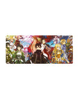 Anime mouse pad 28x12 inches featuring Kirito and crew in samurai and shrine maiden outfits with sakura and autumn leaves.