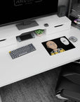 Saitama staring blankly on anime mouse pad 14x10 inches, cape clasped, bold OK punchline scene.