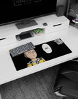 28x12 inches One Punch Man mouse pad showing Saitama staring ahead, cape clasped, OK speech bubble.