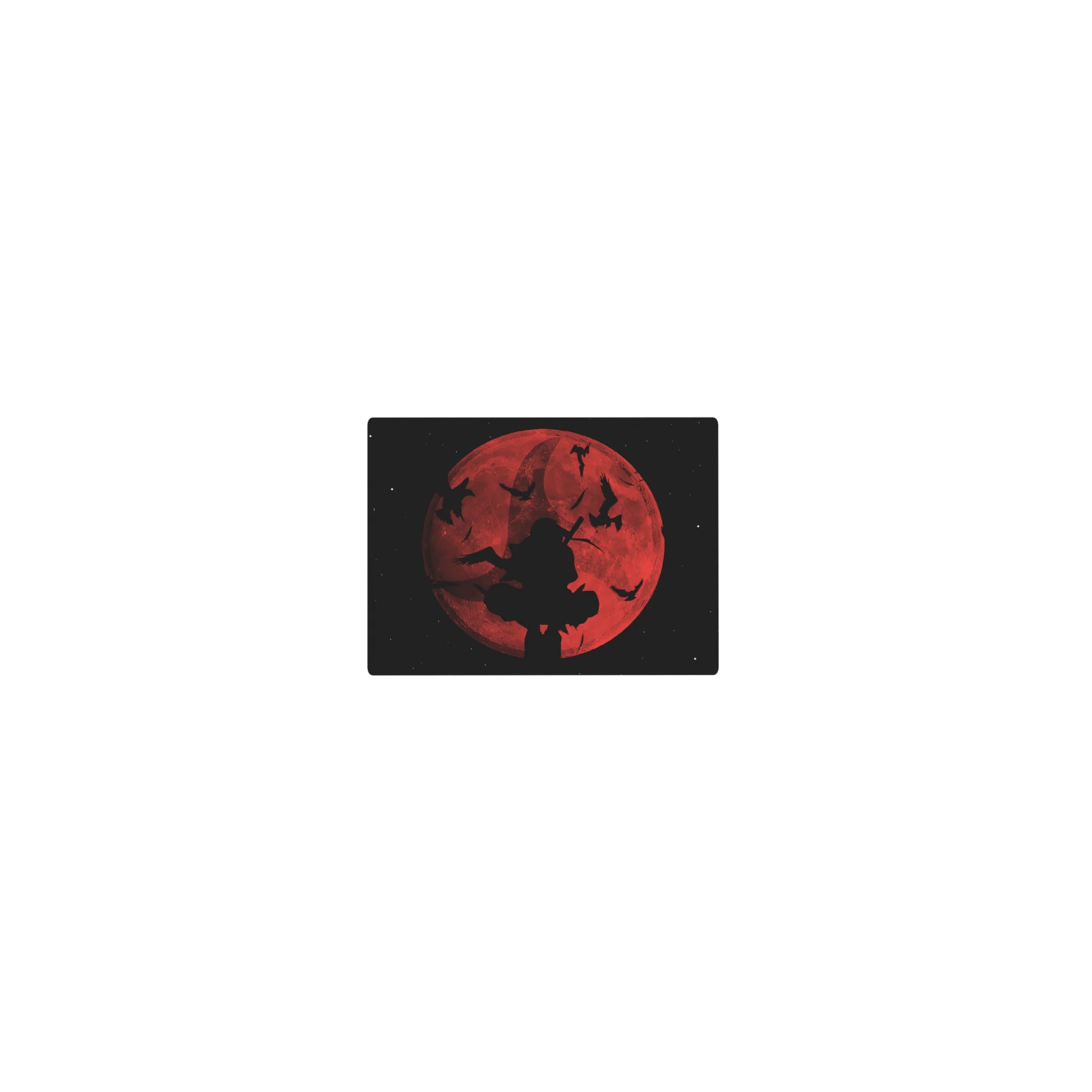 Classic anime mouse pad 14x10 inches with crimson moon, starry sky, and silhouetted swordsman design.