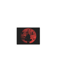 Classic anime mouse pad 14x10 inches with crimson moon, starry sky, and silhouetted swordsman design.