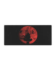Dark fantasy anime mouse pad 28x12 inches with crimson moon, starfield, and sword silhouette.