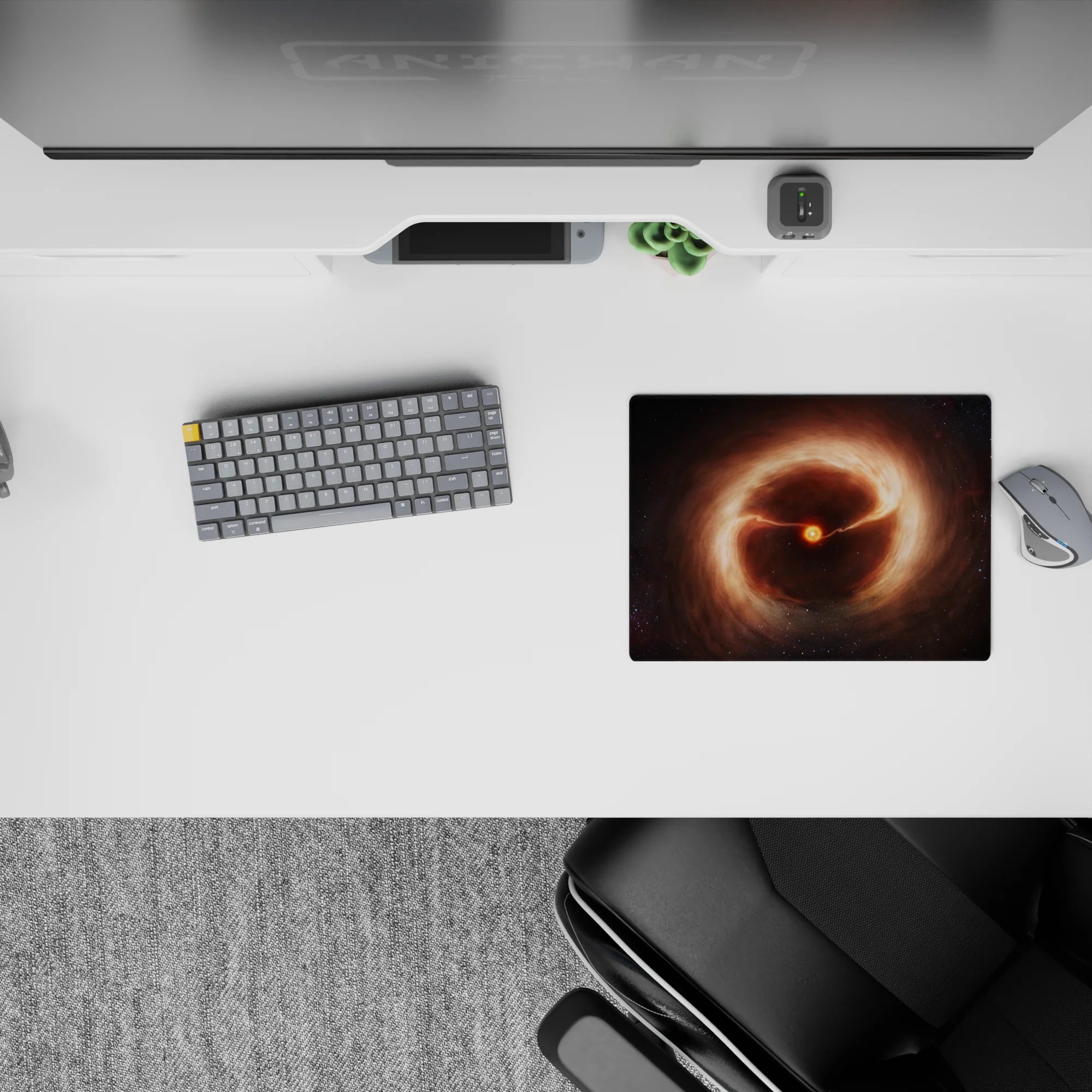 Cozy dark mouse pad 14x10 inches in warm orange glow, soft browns, and shadowy blacks.