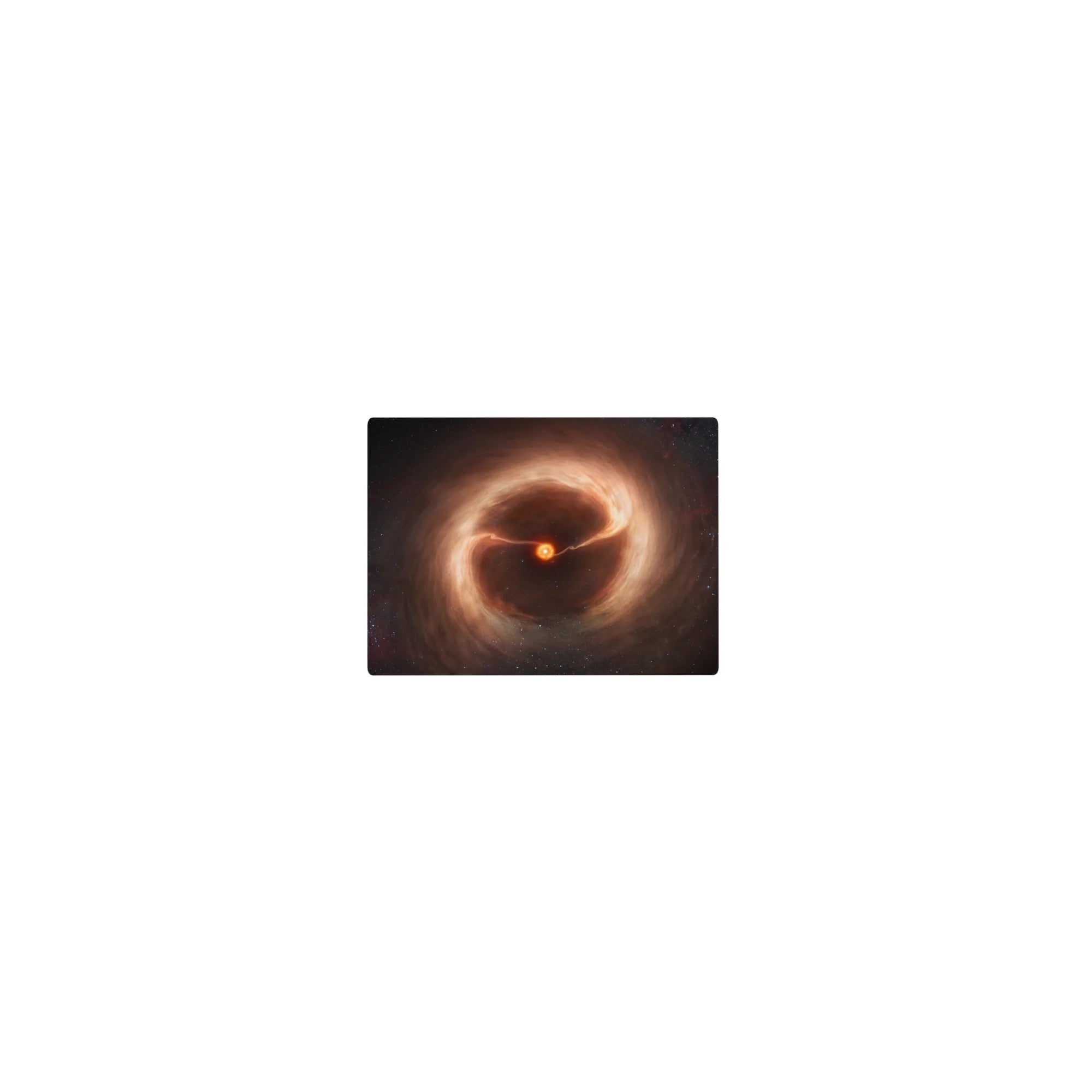 Galaxy swirl classic mouse pad, 14x10 inches, with smoky amber clouds on a deep space backdrop.