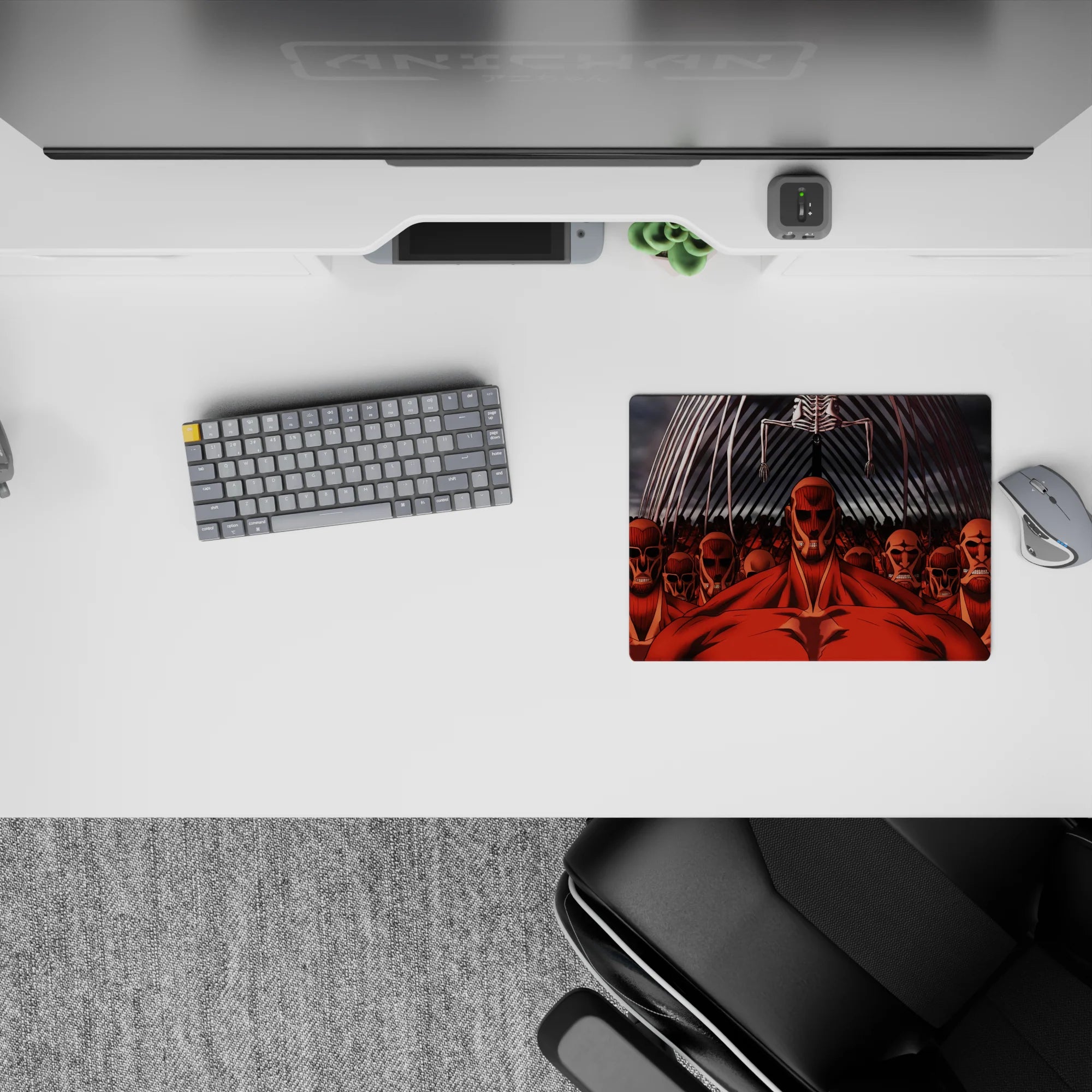 Attack on Titan mouse pad 14x10 inches featuring Colossal Titans and Eren’s Founding Titan in a dramatic, dark scene.