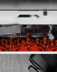 Attack on Titan desk pad 36x16 inches featuring Colossal Titans and Eren’s Founding Titan with dramatic red and lightning effects.