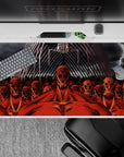 Anime desk pad 40x20 inches featuring Attack on Titan's Colossal Titans and Eren’s Founding Titan in dramatic scene.