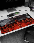Attack on Titan desk pad 40x20 inches featuring Colossal Titans and Eren’s Founding Titan with dramatic red tones.