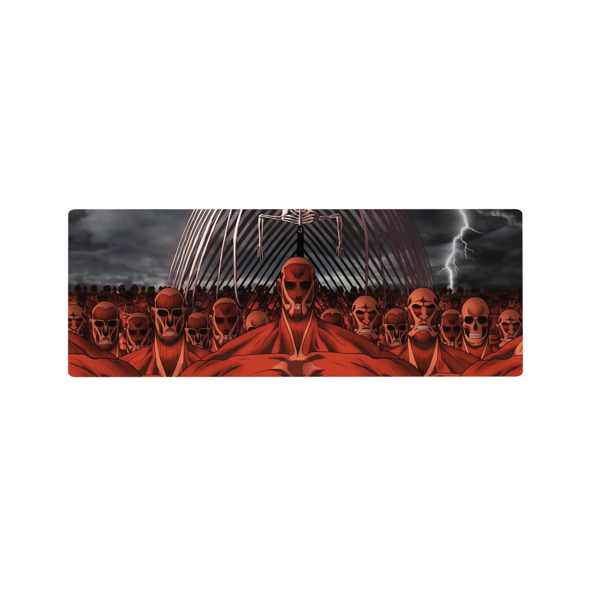 Attack on Titan anime mouse pad, 32x12 inches, featuring Eren’s Founding Titan and Colossal Titans in a dramatic, action-packed scene.