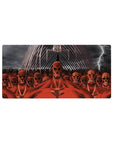 Attack on Titan mouse pad, 32x16 inches, featuring Colossal Titans and Eren’s Founding Titan, in red and lightning tones.