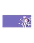 28x12 inches anime girl mouse pad with shy schoolgirl, backpack, lilac background, and paper planes.