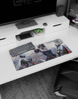 28x12 inches anime girl mouse pad showing a silver-haired heroine reaching out amid gleaming knights.