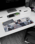 32x12 inches extended mouse pad showing a silver-haired anime heroine reaching out amid gleaming knights.