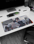 32x16 inches anime mouse pad showing a silver-haired heroine reaching out, framed by gleaming knights.