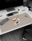 Mobile Suit Gundam Unicorn Unicorn Gundam head close-up desk pad with orange V-fins, 40x20 inches.
