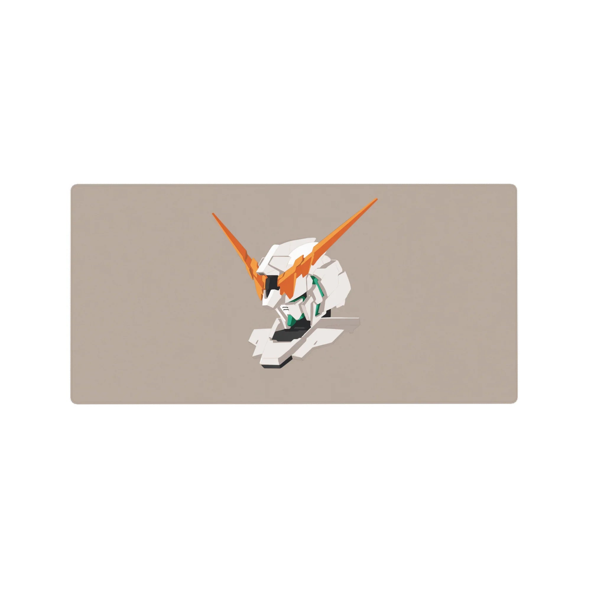 Minimal Unicorn Gundam head anime mouse pad, clean layout for desk setup, 32x16 inches.