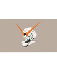 Minimal Unicorn Gundam head anime desk pad, clean layout, crisp print, 40x20 inches.