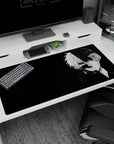 Kaneki split-face Tokyo Ghoul anime mouse pad, 40x20 inches, with red eye glow on black background for dramatic impact.
