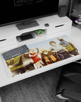 36x16 inches Naruto desk pad featuring Naruto, Sakura, Sasuke and Kakashi posed like a pre-mission photo.