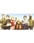 36x16 inches anime desk pad with Team 7 group scene under blue sky, crisp lines and gradients.