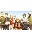 Naruto Team 7 anime desk pad 40x20 inches with Kakashi, Iruka, and Sai under a blue sky.