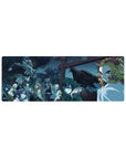 Anime mouse pad 32x12 inches featuring Hashira lineup under moonlit canopy with Rengoku and Shinobu in blue hues.