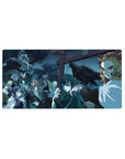 Anime mouse pad 32x16 inches featuring Hashira lineup under moonlit canopy; Rengoku, Shinobu in serene blue tones.