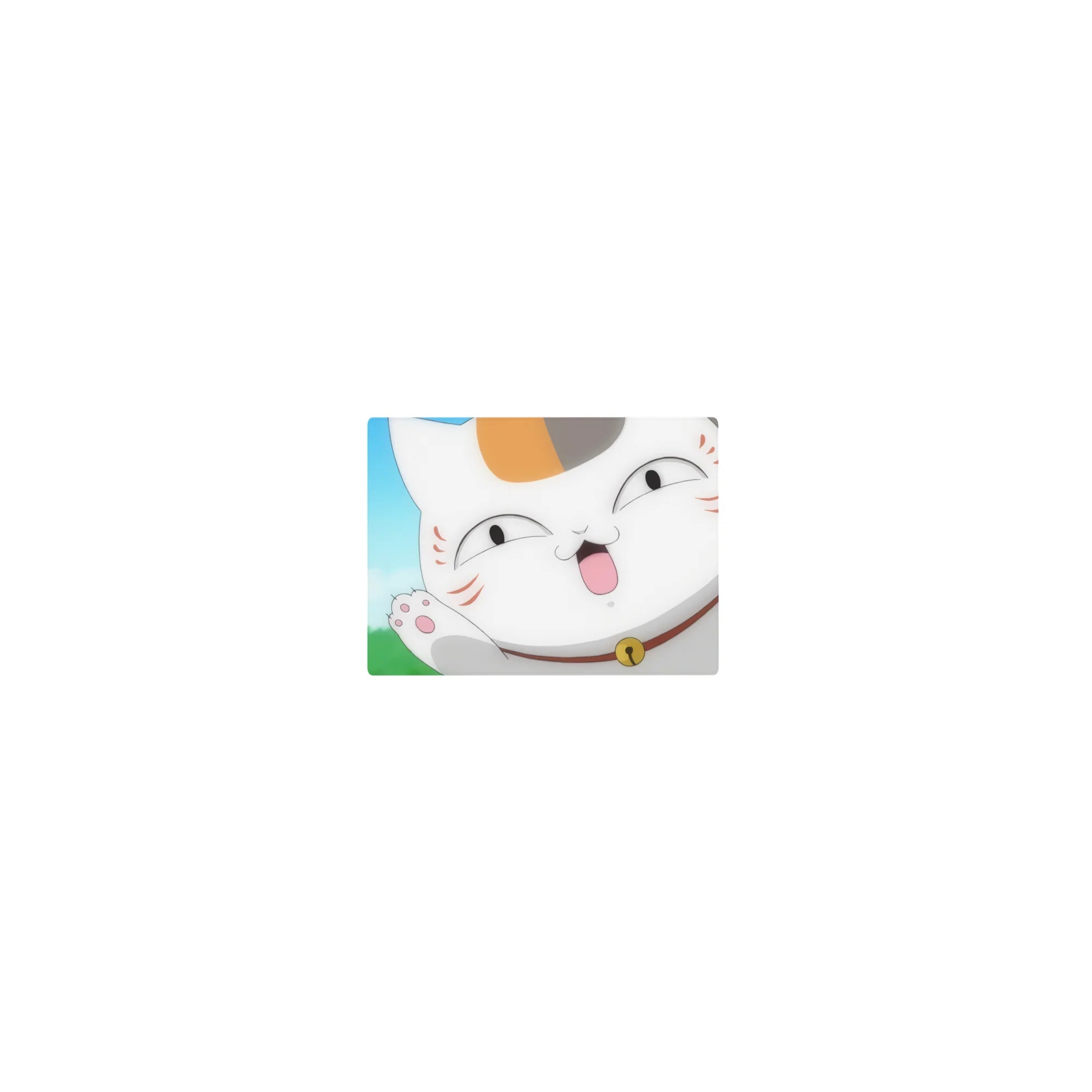 Classic anime mouse pad 14x10 inches with close-up lucky cat, paws up, collar bell, bold clean lines.