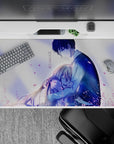 40x20 inches anime desk pad in lavender and pastel pink, airy spring feel, tender romantic mood.
