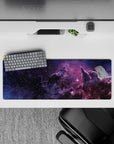 Inky purple and smoky black mouse pad with cozy violet clouds, 32x12 inches.