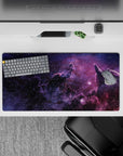 Cozy inky purple and smoky black mouse pad with faint rosy glow, 32x16 inches.
