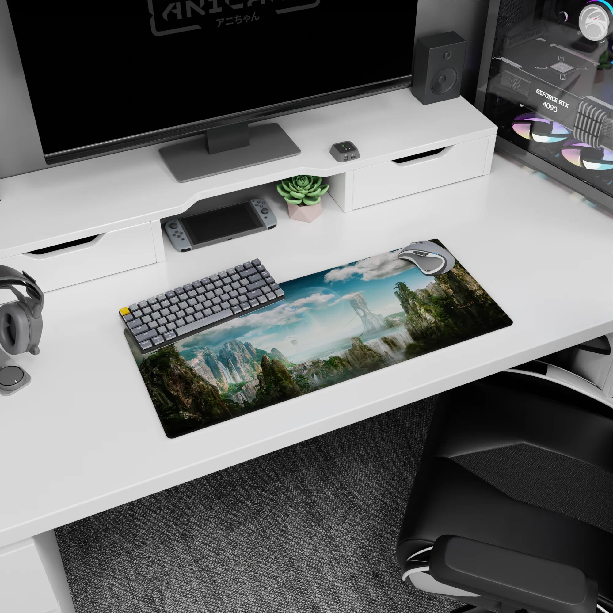 Fantasy Landscapes Deskmat | Mousepad | Deskpad - Skybound Realm