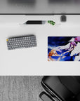 Anime mouse pad 14x10 inches featuring Asuna and Yuuki from Sword Art Online in a celestial moment with dreamy hues.