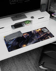 32x12 inches anime girl mouse pad showing silver-haired heroine with clear umbrella, mech behind her.