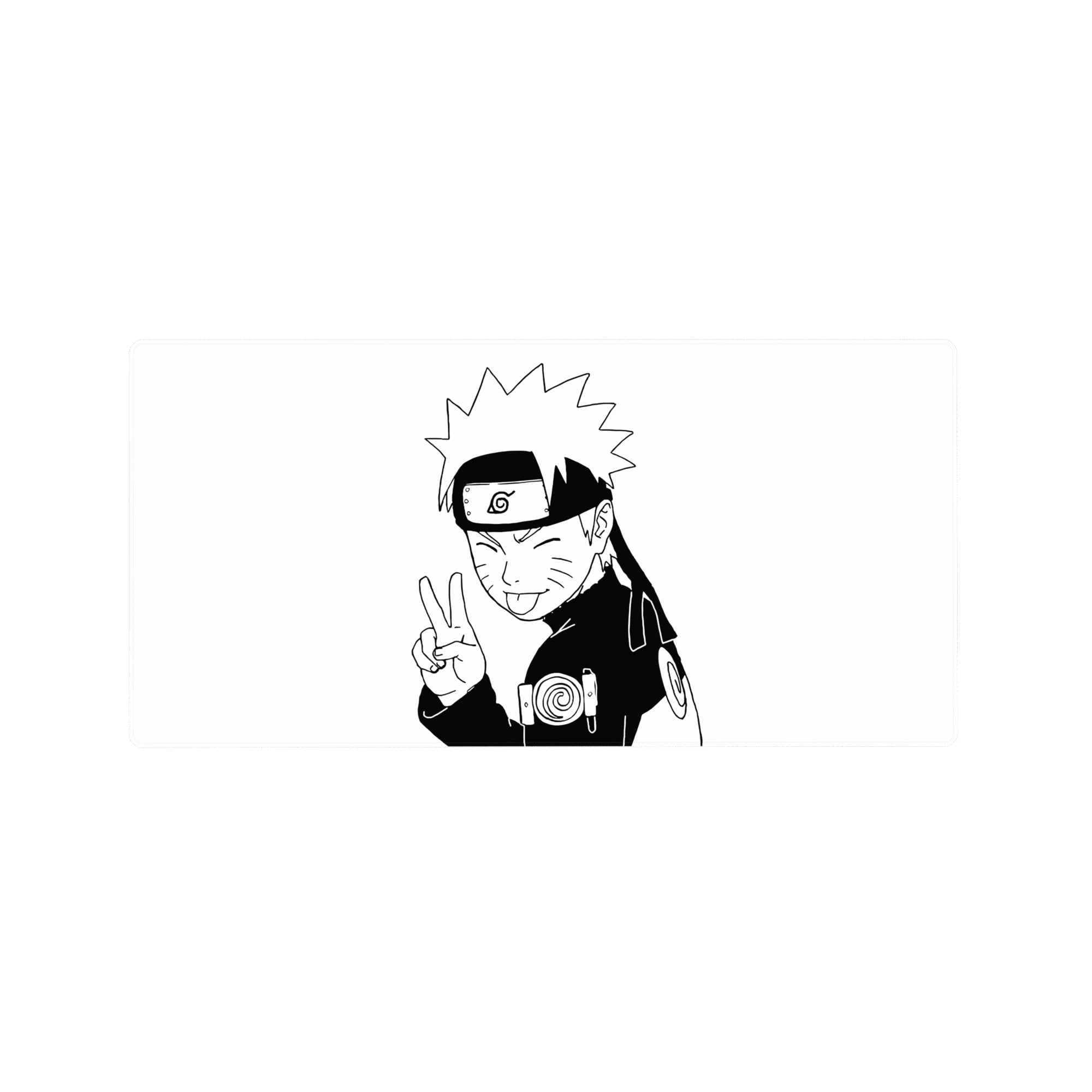 32x16 inches anime mouse pad with bold black-and-white Naruto line art and playful spiral details.