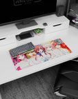 28x12 inches anime mouse pad featuring spotlight bride in white with headphones, surrounded by four brides.