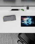 Dark starfield classic mouse pad 14x10 inches in calm sci-fi mood with icy blue glow on a clean backdrop.