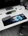 Glowing blue portal scene mouse pad 32x12 inches with shadowy ships drifting through star-dusted space.