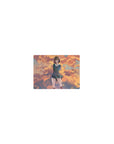 Classic anime girl mouse pad 14x10 inches with shy schoolgirl in teal uniform and sunset cloud sky.