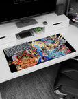 32x16 inches anime mouse pad showing Mega Man aiming his arm cannon as ships and robots clash behind him.