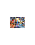 Classic anime mouse pad 14x10 inches with action-packed Mega Man scene, robots, ships, and energy bursts.