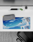 28x12 inches calming desk mat in navy-to-aqua gradients with sea-salt stars and dreamy anime vibes.