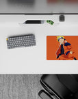 Bright orange 14x10 inches anime mouse pad with calm sunset vibe, cheerful desk decor and smooth tracking.