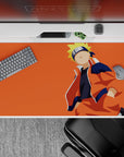 Bright orange sunset vibe anime desk pad 40x20 inches, cheerful calm look with smooth tracking.