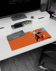 28x12 inches Naruto Uzumaki mouse pad, smiling in an orange jacket against a clean orange field.